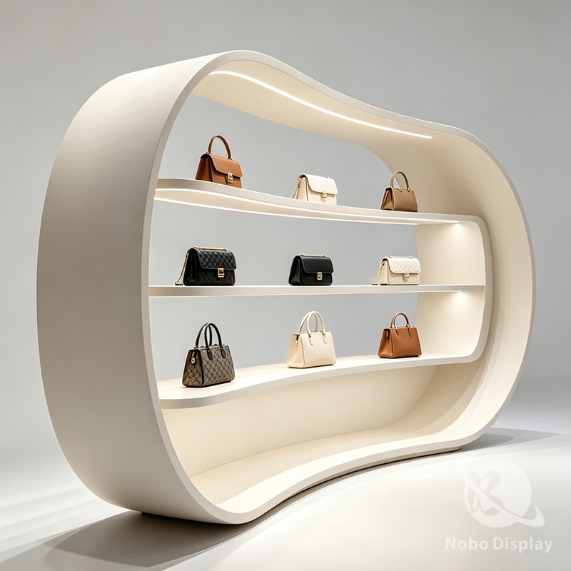 Curved Double Sided Bag Display Cabinet